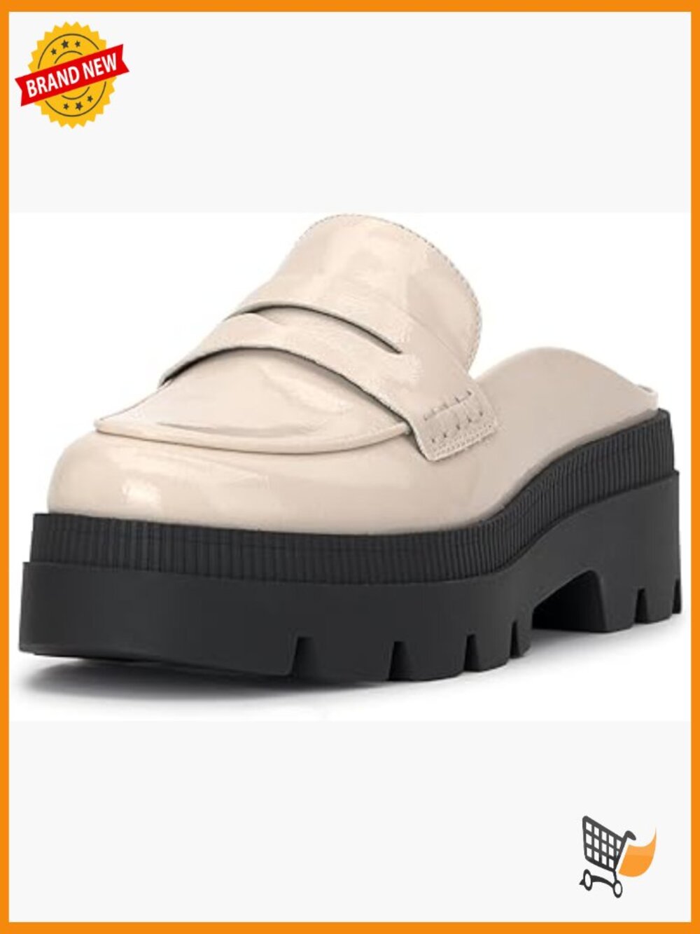 Women's Platform Mule Loafers Slip On Faux Leather Pull On